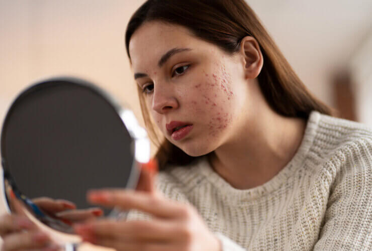 A person dealing with rosacea, representing the rising skin conditions in India.